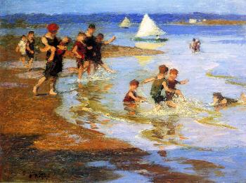 愛德華 亨利 波特哈斯特 Children at Play on the Beach